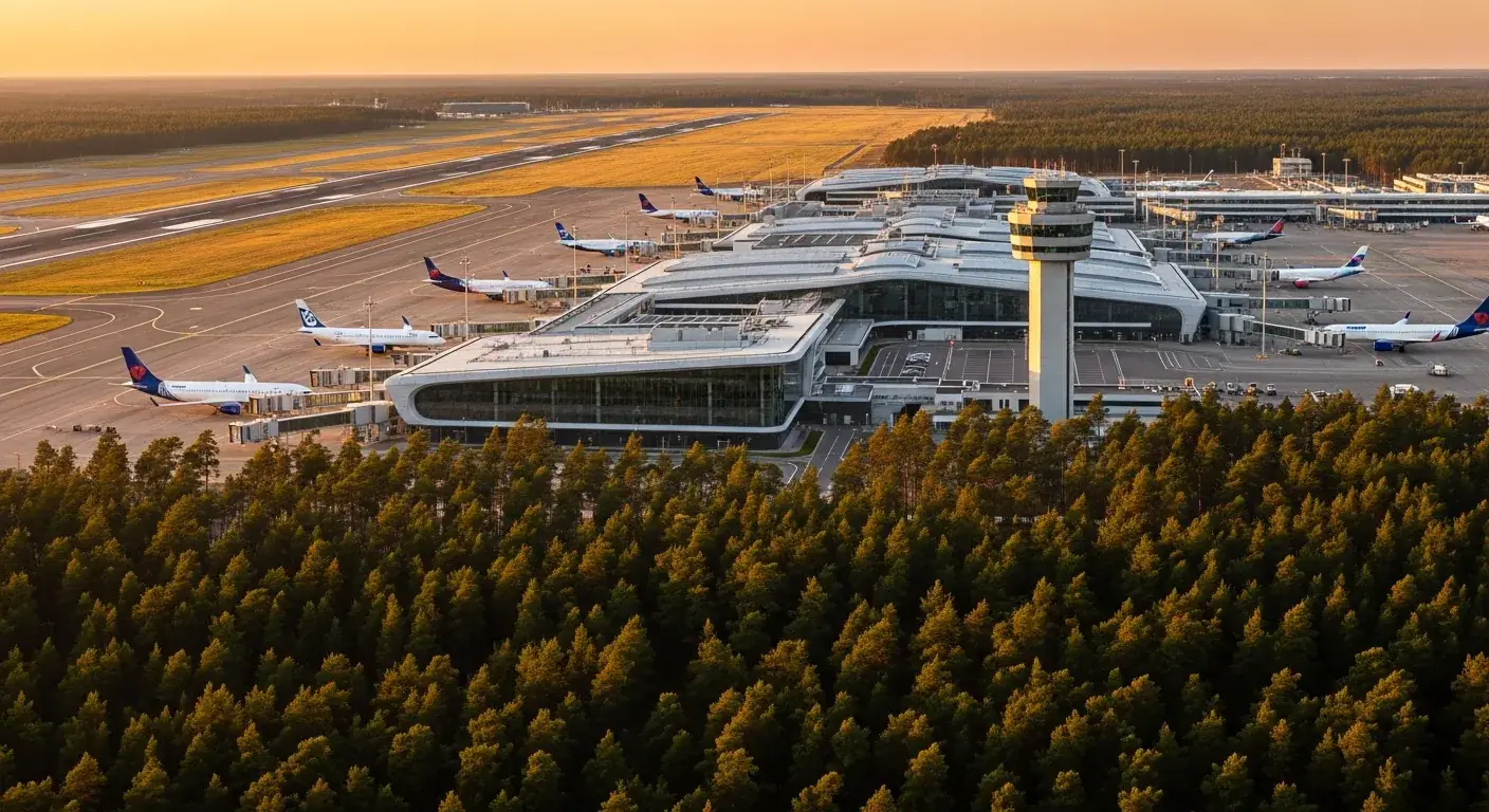 Aerial view of the terminals at Bordeaux-Mérignac Airport (BOD)