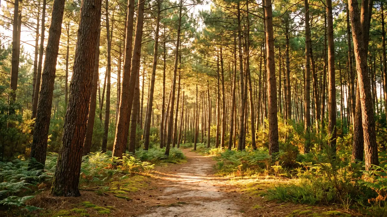 Sendero por el bosque de pinos de Pignada, en Anglet