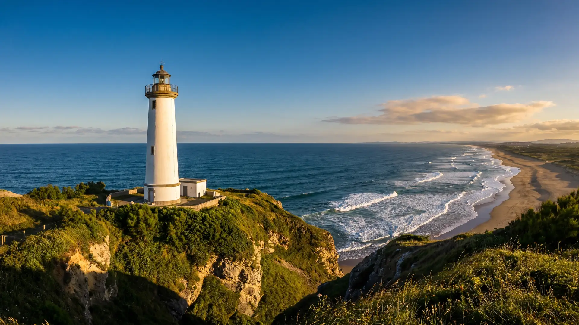 El faro de Biarritz, que se alza sobre el océano cerca de Anglet