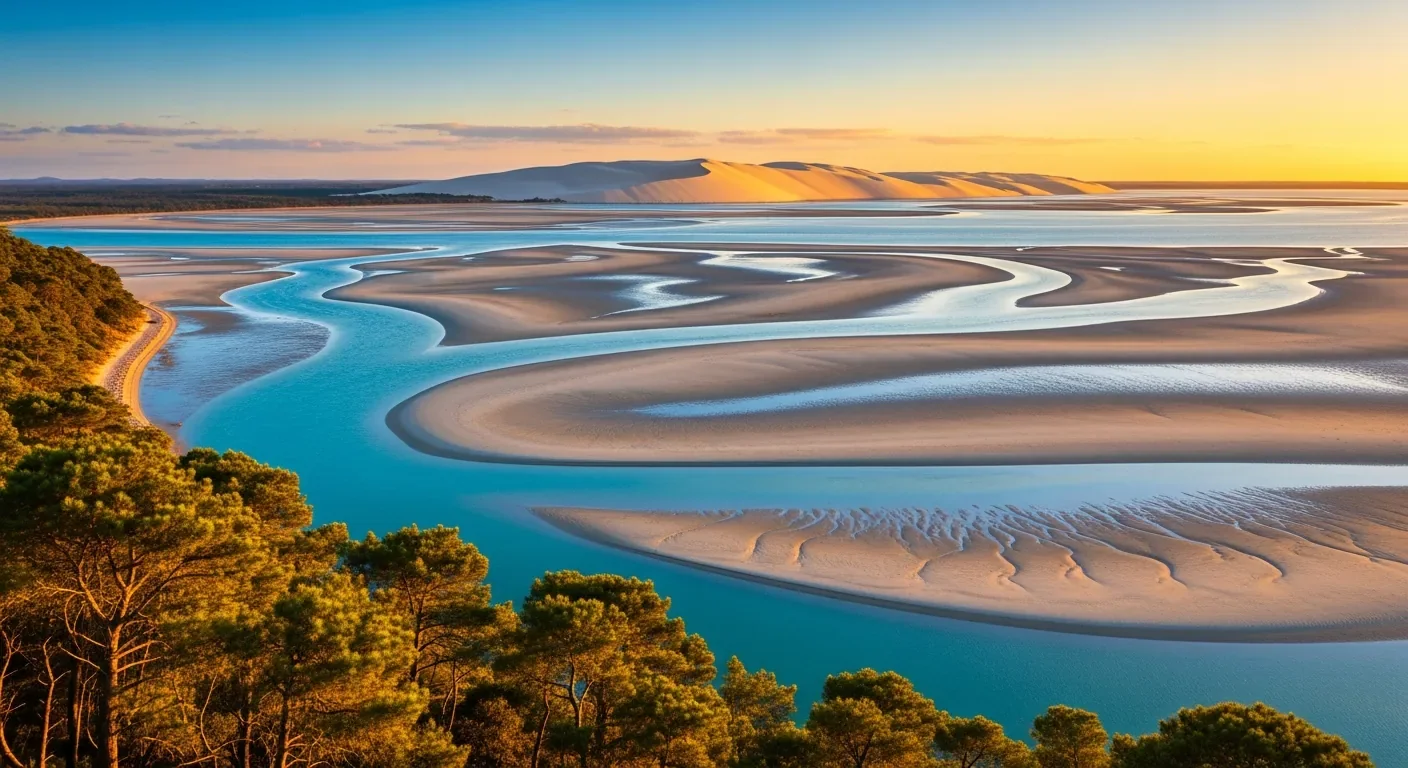 La bahía de Arcachon vista desde la península de Cap Ferret