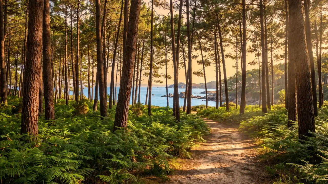 La bahía de Arcachon, rodeada de pinos cerca de Arès, en Gironda — destino del traslado privado Burdeos → Arès