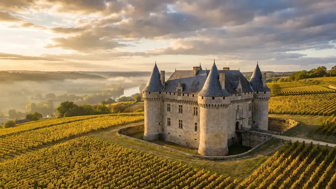El castillo de Monbazillac, en medio de sus viñedos, una parada a 12 minutos de Bergerac