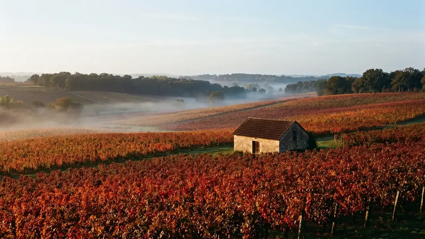 Los viñedos del Périgord Pourpre en los alrededores de Bergerac (Dordoña) — destino del traslado privado Burdeos → Bergerac