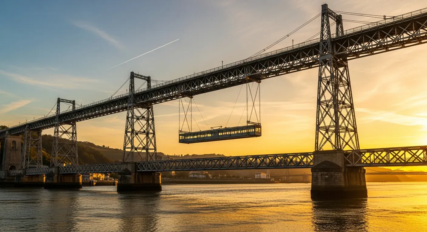 Puente de Vizcaya en Portugalete-Getxo, puente metálico de 45 m sobre el estuario
