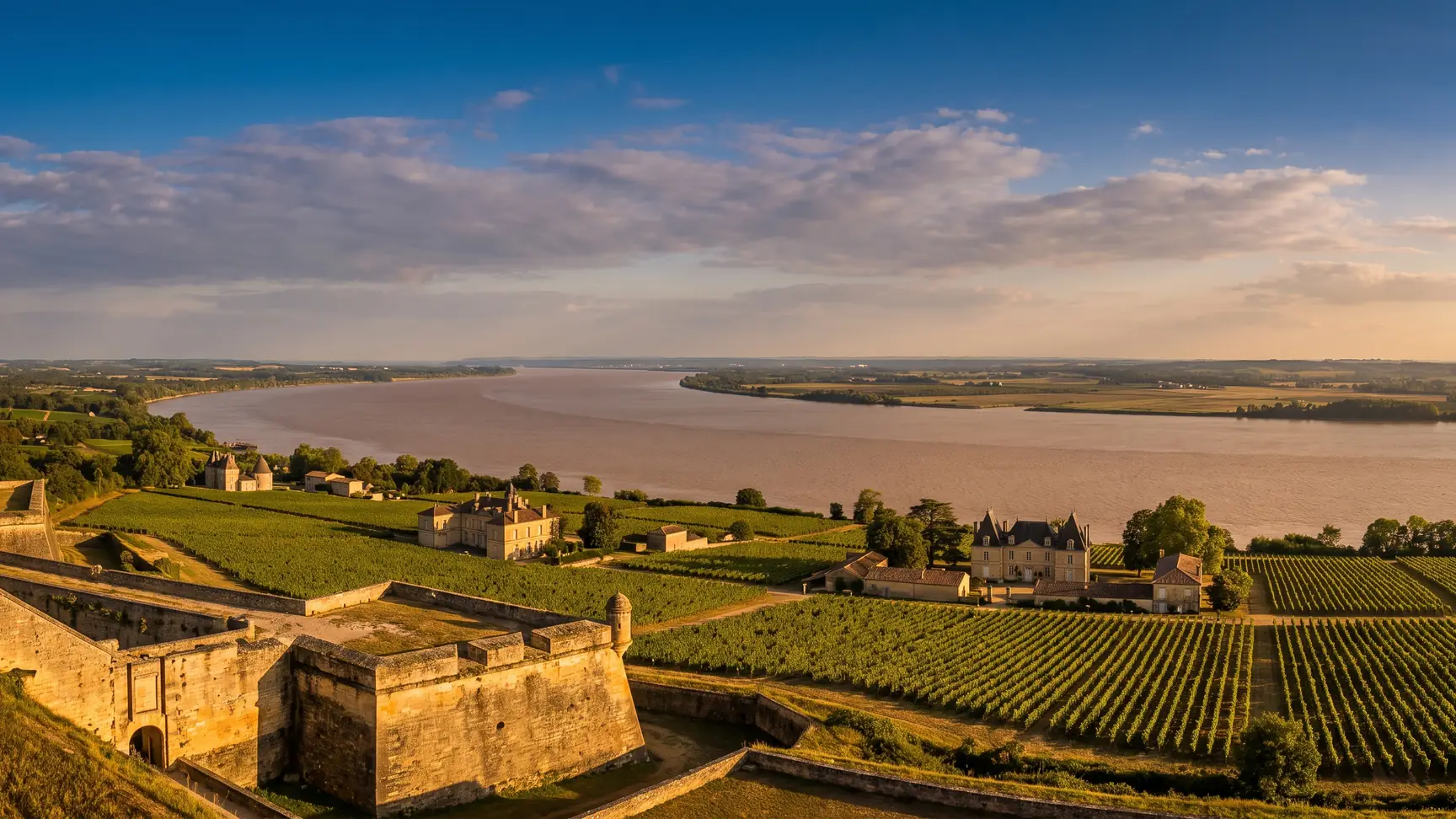 Vista panorámica del estuario desde las murallas de Blaye