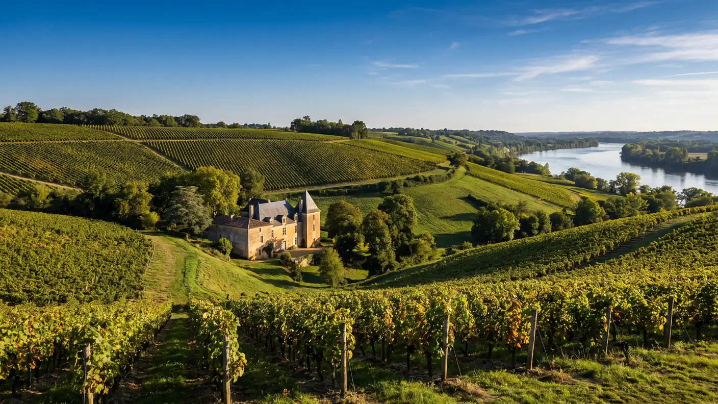 Viñedos a orillas del río Dordoña, cerca de Bourg-sur-Gironde — traslado privado desde Burdeos