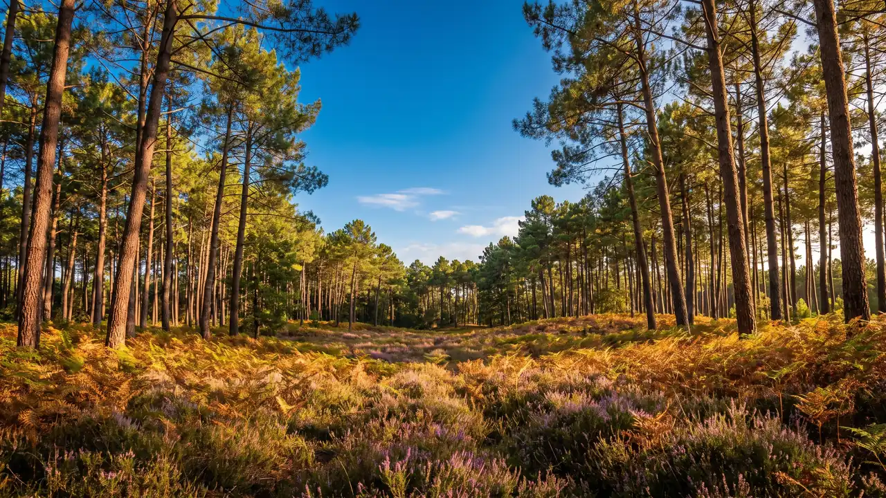 Un claro en el bosque de pinos de las Landas, cerca de Biscarrosse, junto al camping Domaine de la Rive