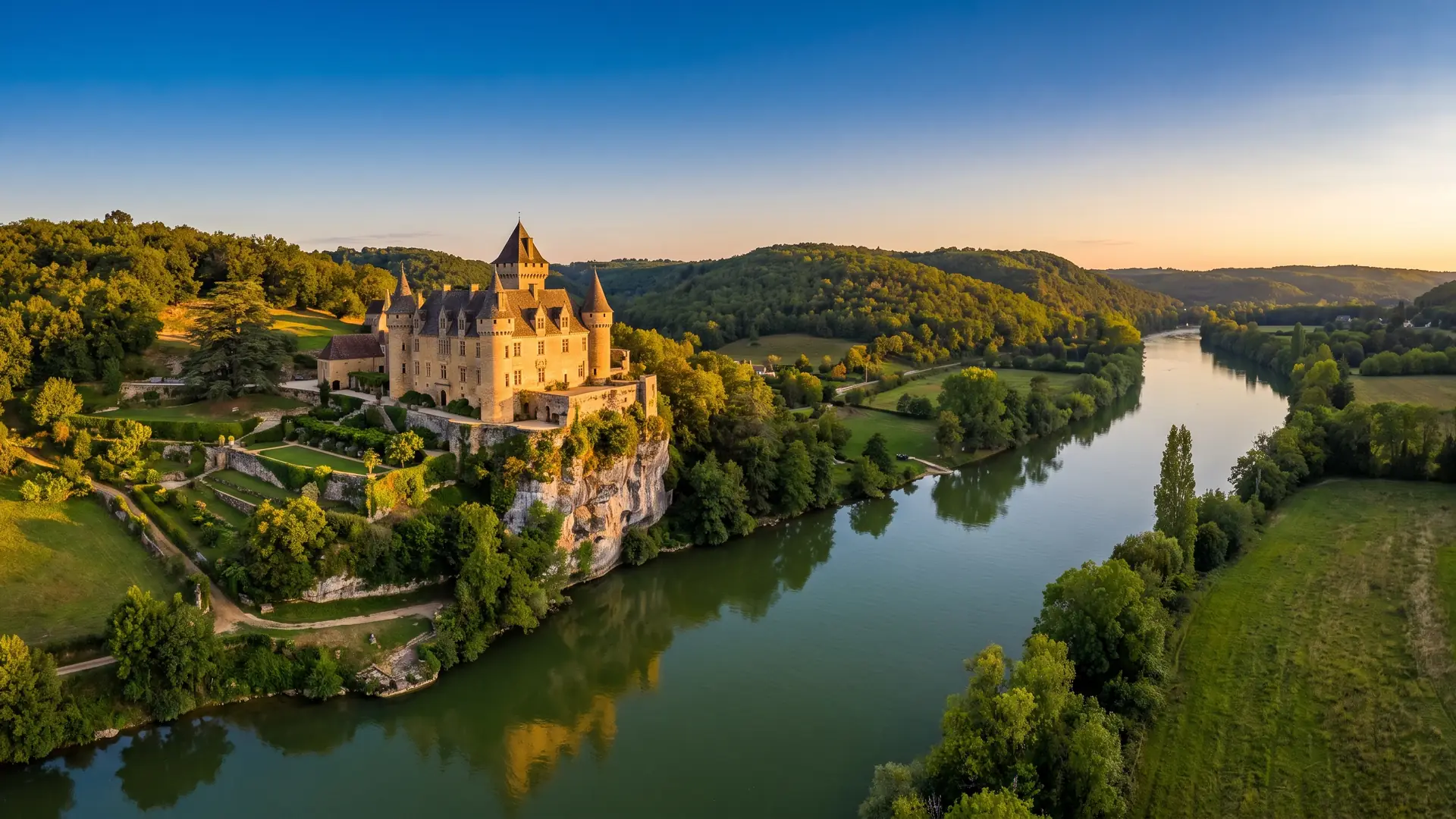Castillo de Montfort, sobre el río Dordoña, cerca del Domaine de Soleil Plage