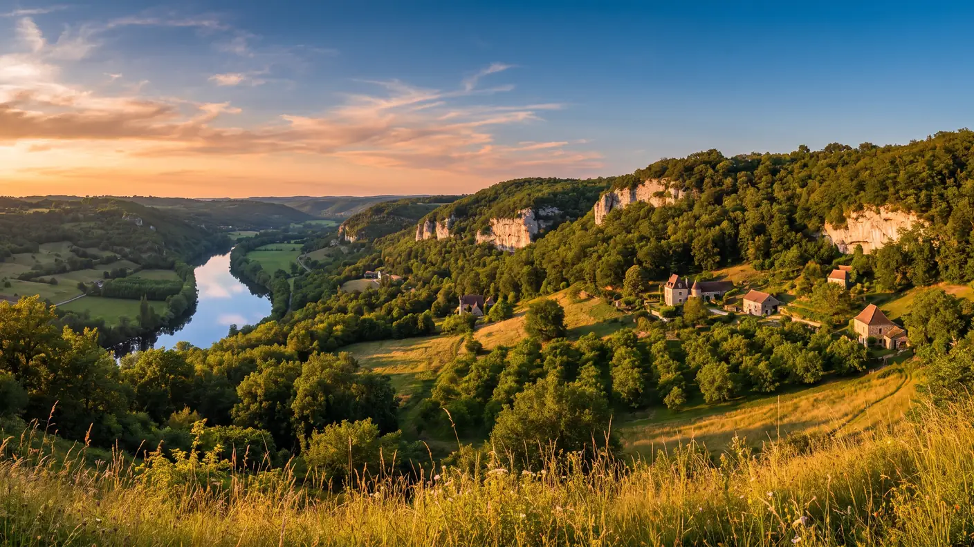 Panorama del Périgord en los alrededores del camping de Port de Limeuil