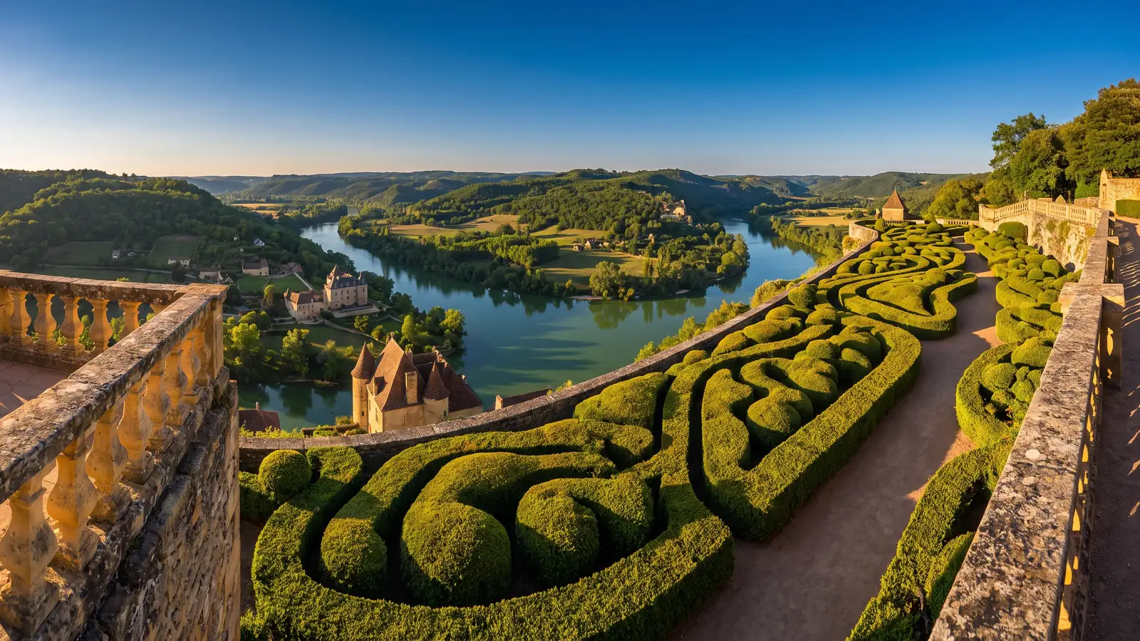 Bojes podados de los jardines de Marqueyssac, en el valle de la Dordoña