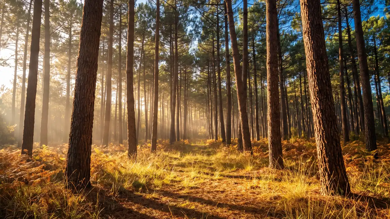 Bosque de pinos de la costa atlántica del suroeste, escenario de una excursión de ida y vuelta en un día desde Burdeos