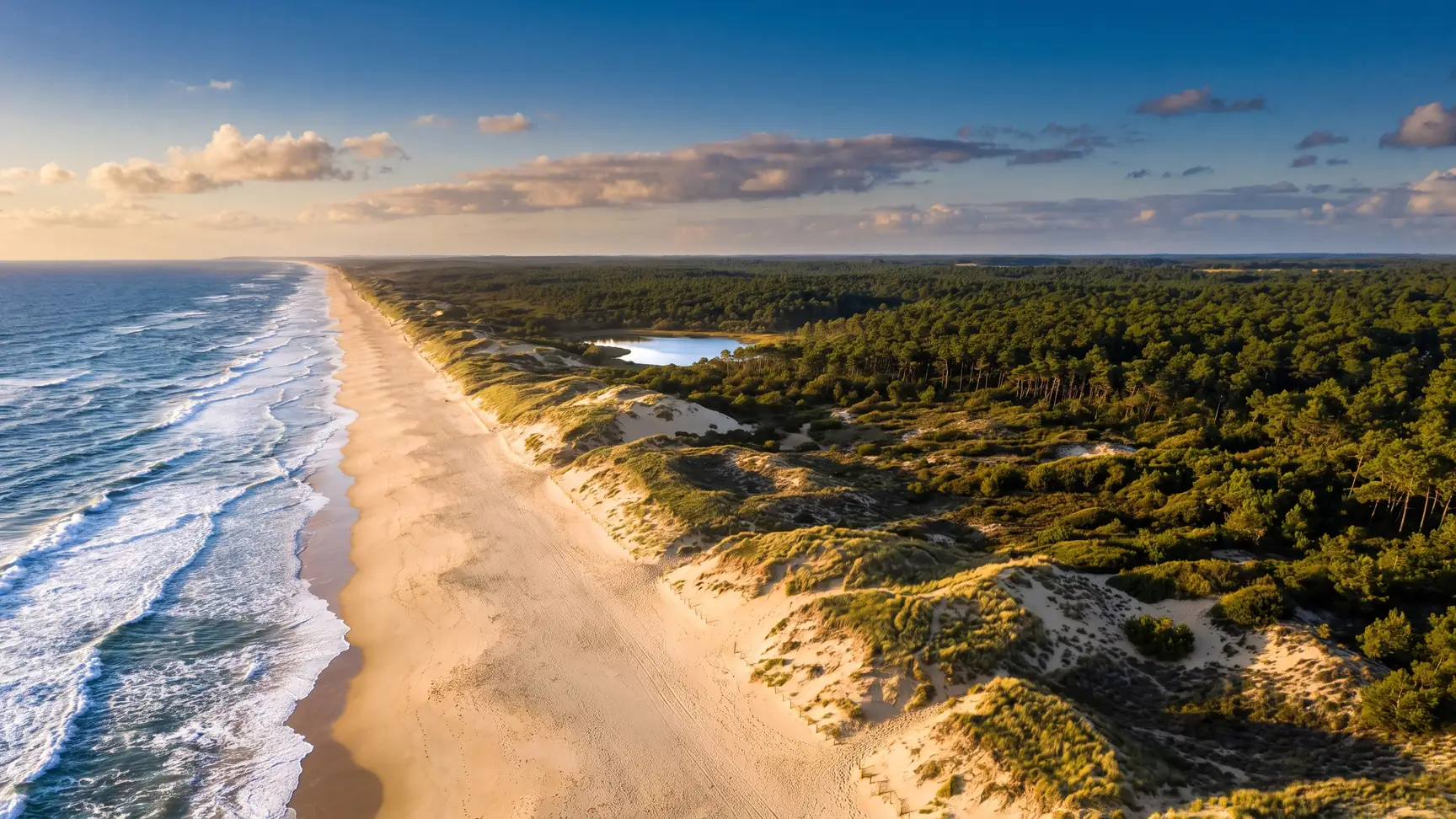 Panorama de la costa atlántica del suroeste, destino del viaje de ida desde Burdeos