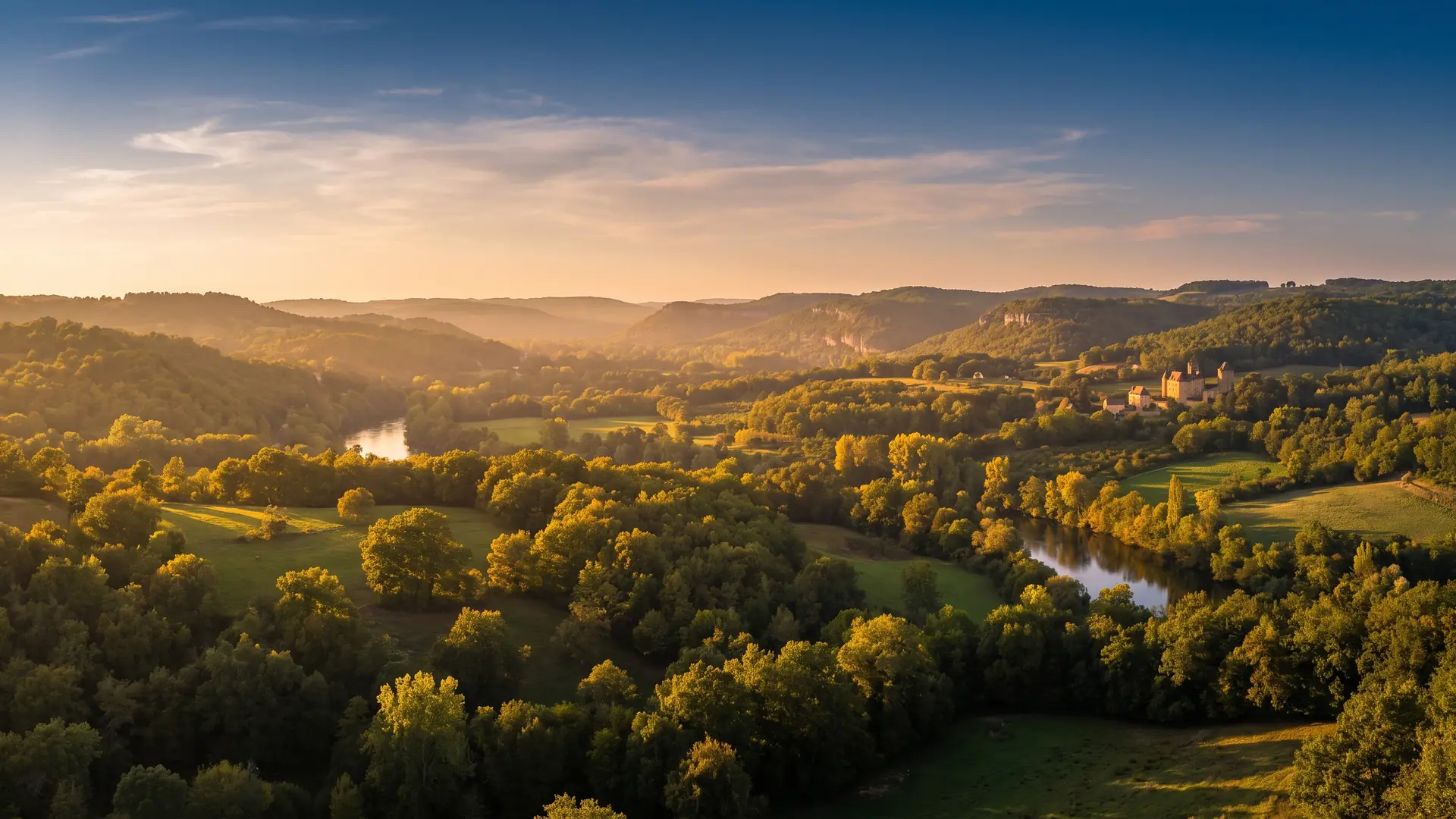 Colinas boscosas del Périgord Noir en los alrededores de Le Bugue