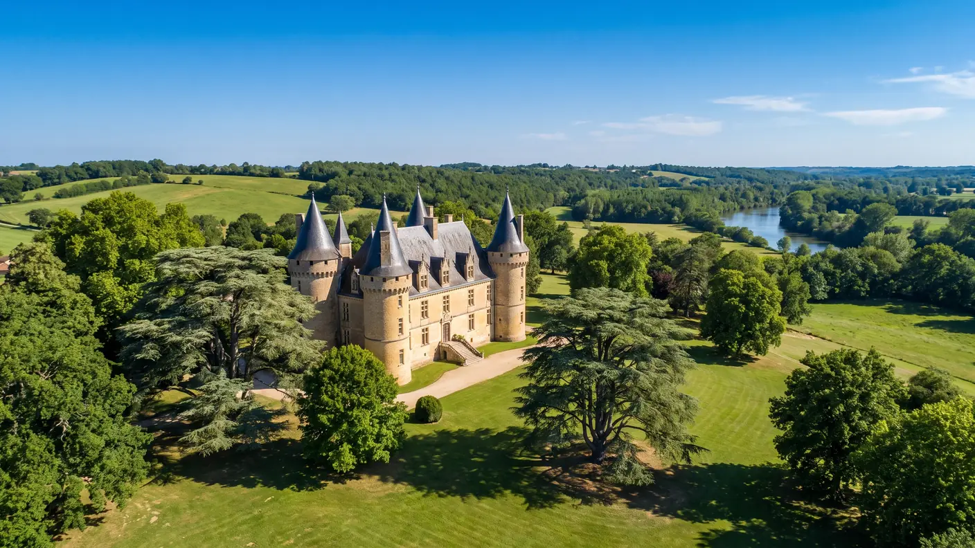 Château de pierre blonde dans son parc boisé à Rives — transfert privé vers le camping Château de Fonrives