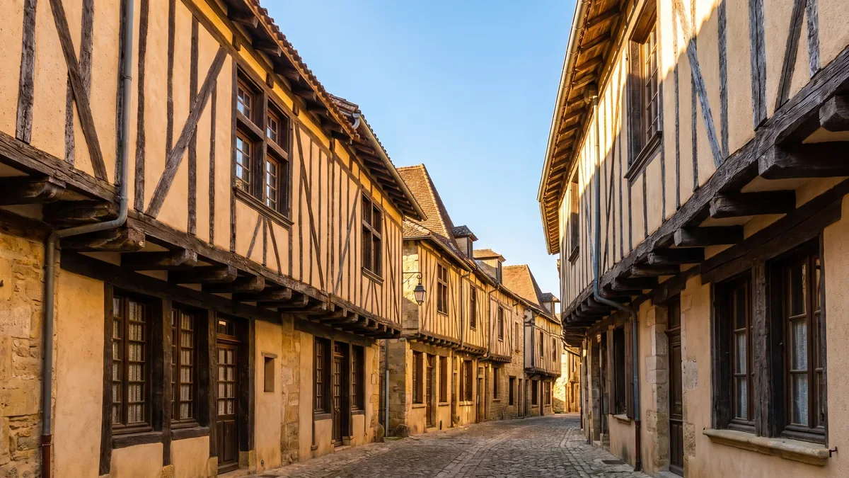 Casas con entramado de madera de la Grand-Rue en Casteljaloux