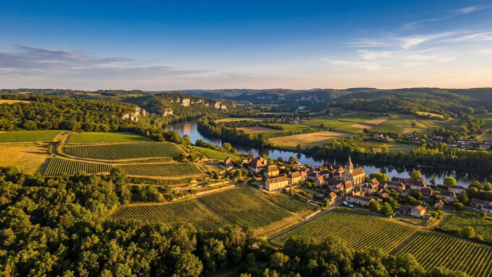 El valle del Dordoña y los viñedos de la margen derecha en Castillon-la-Bataille