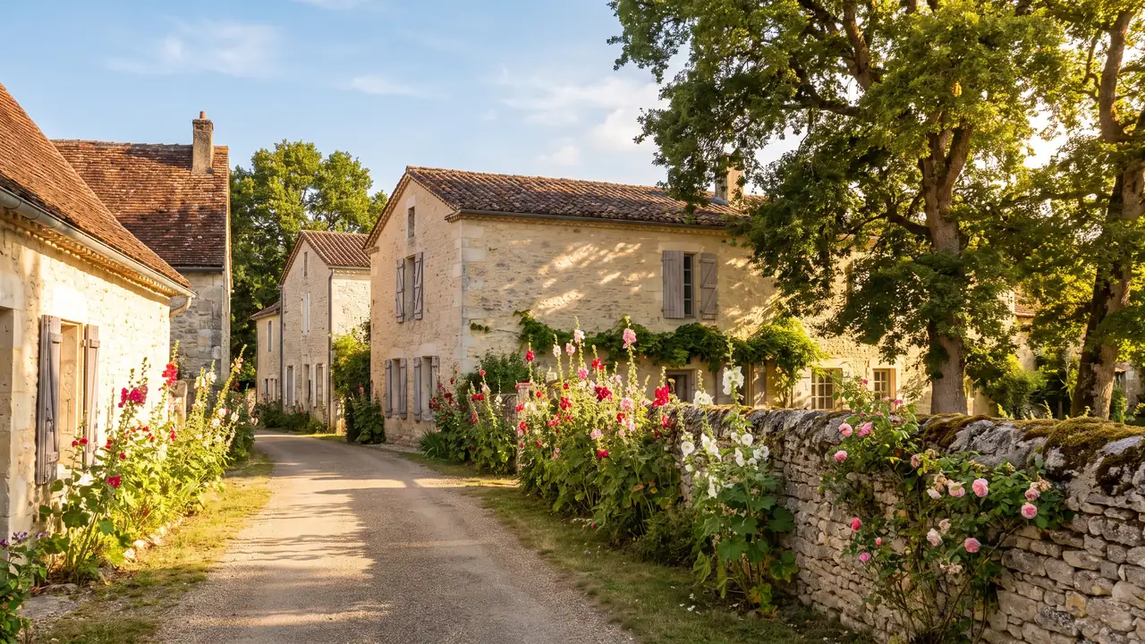 El casco antiguo de Champniers, en Charente, a las puertas de Angulema — destino del traslado privado Burdeos → Champniers