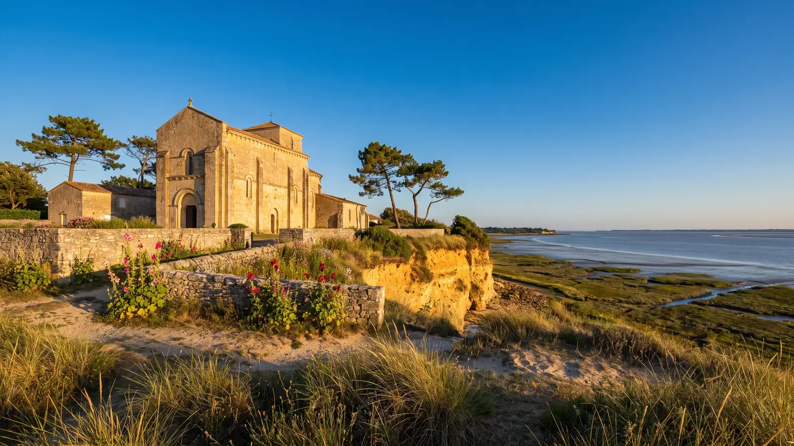 The Romanesque Church of Sainte-Radegonde on the cliff overlooking the estuary in Talmont-sur-Gironde, near the Club Med La Palmyre