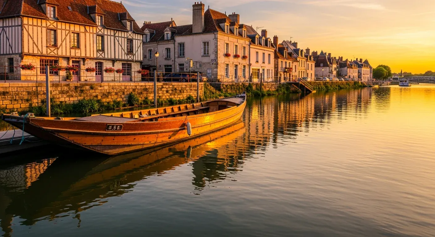 Una gabarra tradicional en el río Charente, en Cognac, una parada desde Longeveau