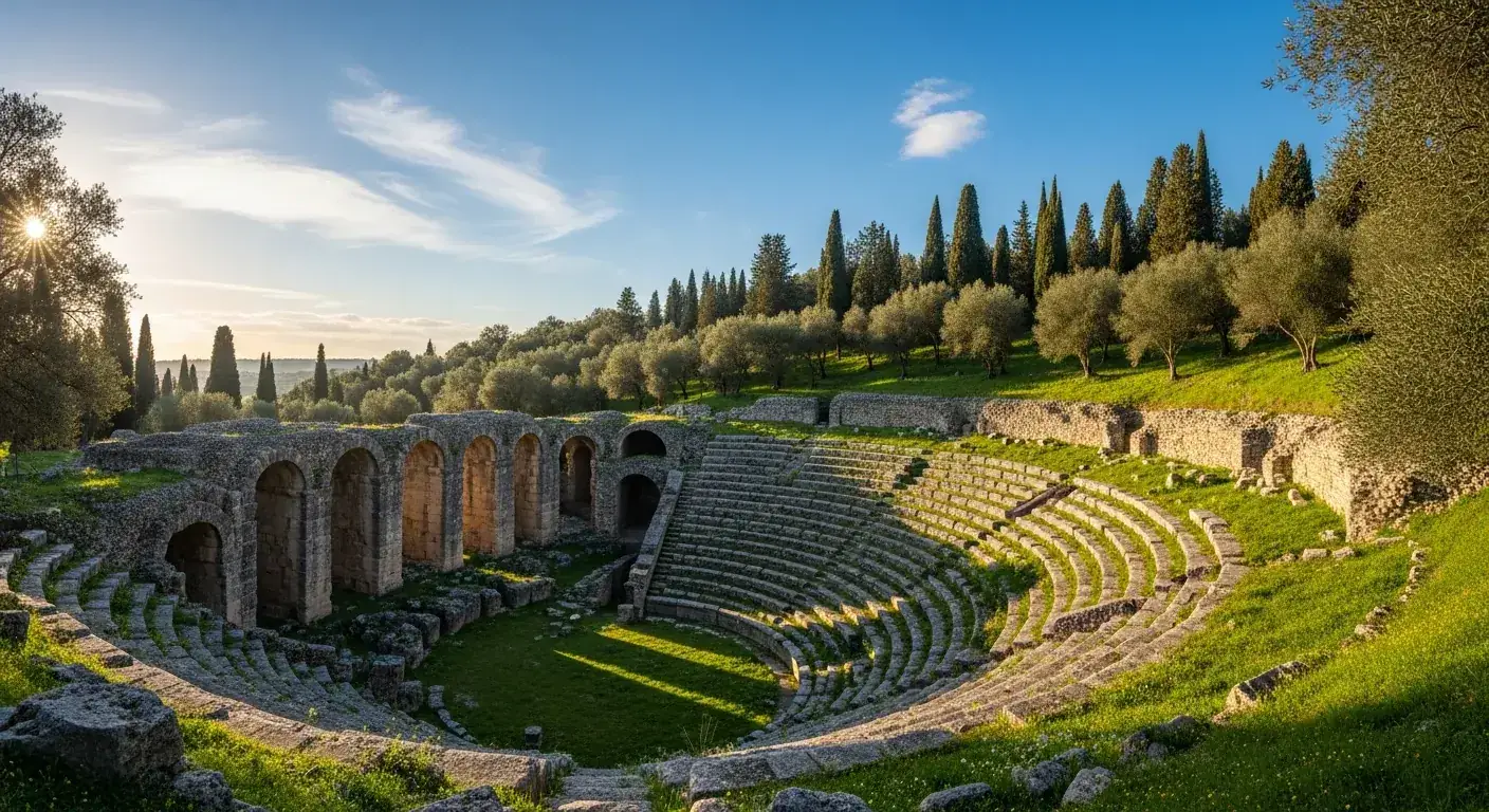 Anfiteatro galorromano de Saintes, parcialmente en ruinas, con gradas de piedra