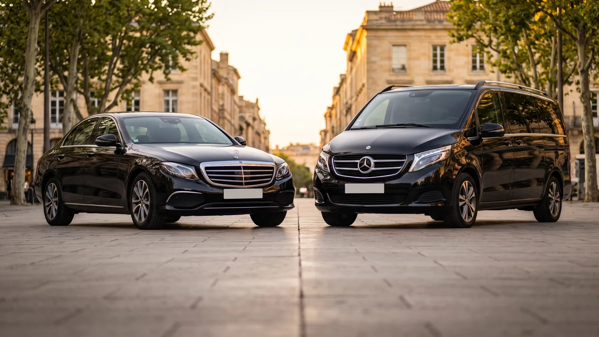 Fleet of sedans and vans with licensed chauffeurs available in Bordeaux