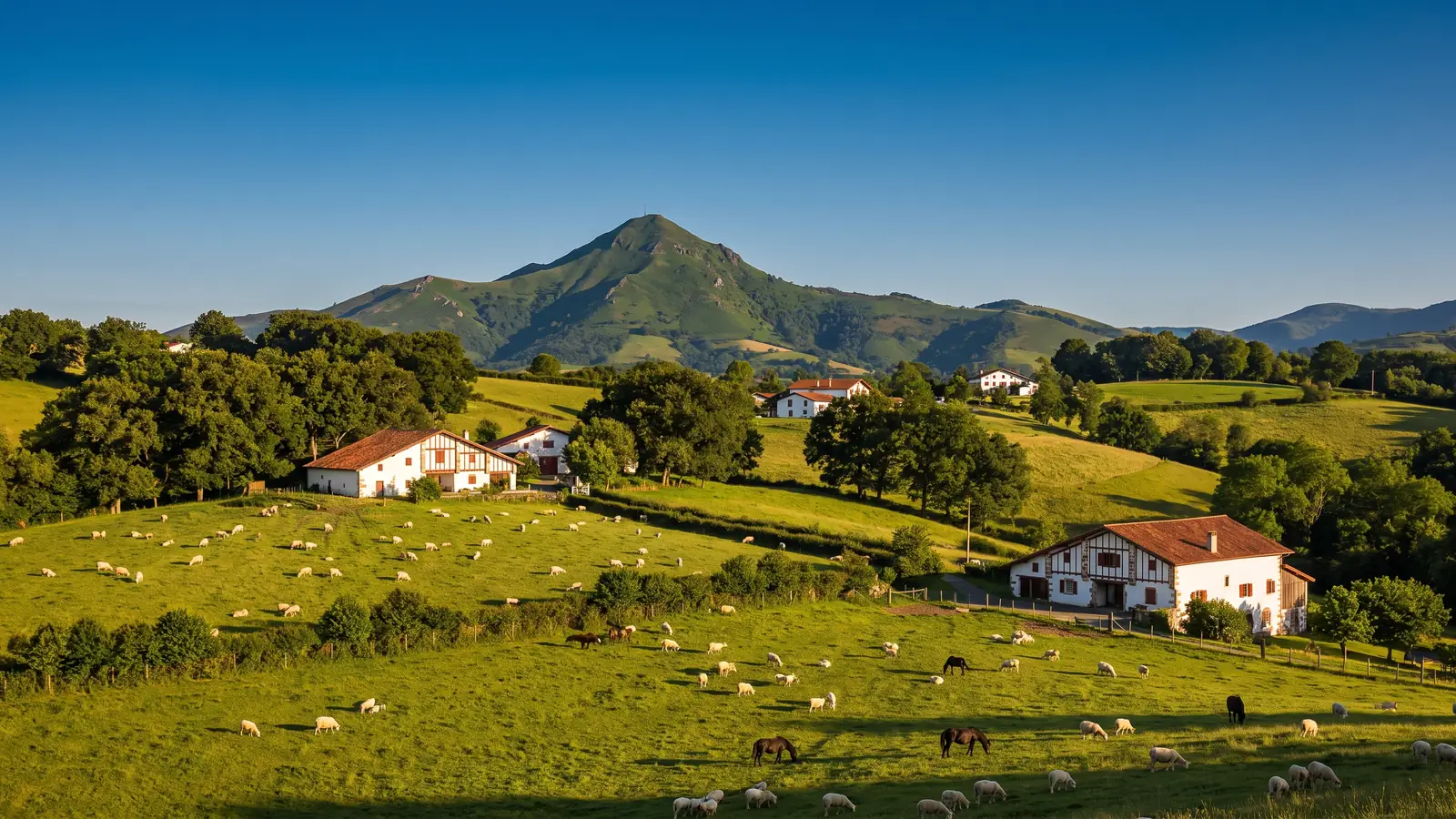 Campiña de Labort y la montaña de La Rhune, cerca de Espelette