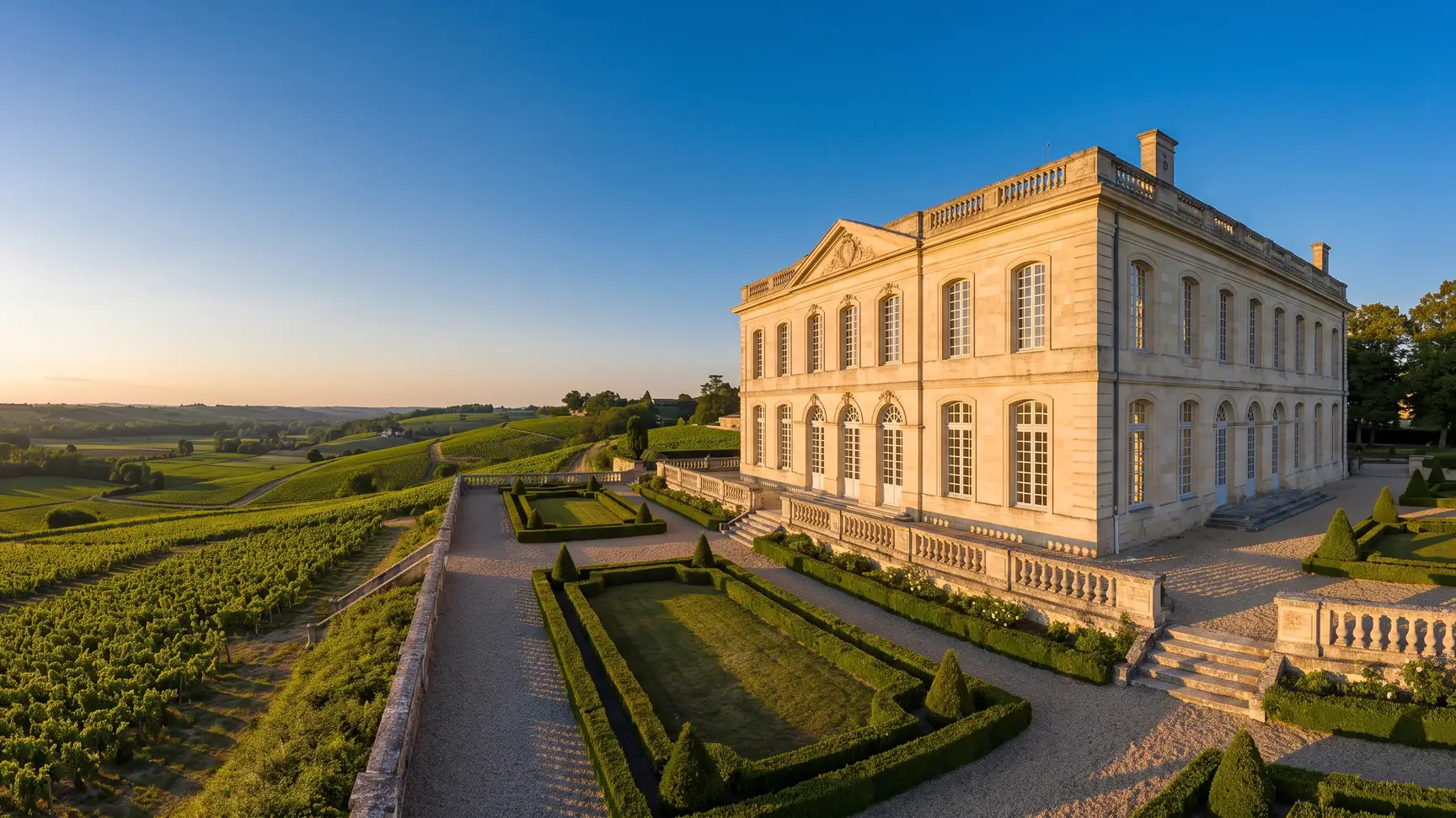 Castillo vinícola en la colina de Fronsac