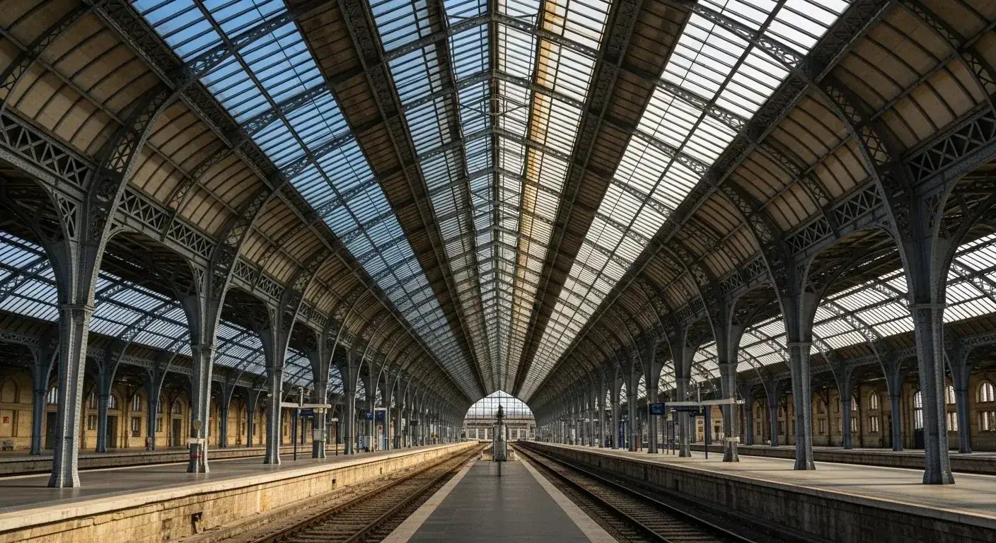 Cubierta acristalada de la estación de Burdeos Saint-Jean — punto de recogida del servicio de chófer ejecutivo a precio cerrado