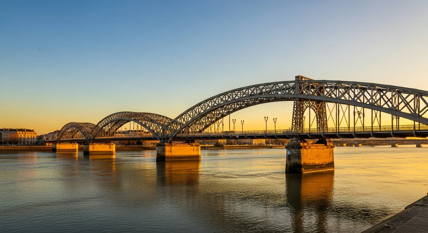 Pasarela Eiffel sobre el Garona, cerca de la estación de Saint-Jean — trayecto con traslado con chófer hasta el centro de Burdeos