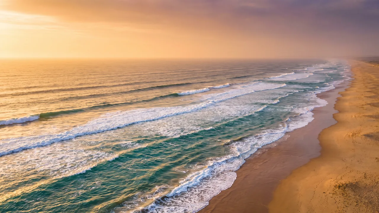 Las olas de surf de Lacanau-Océan, en la costa del Médoc, en Gironda — destino del traslado privado Burdeos → Lacanau-Océan