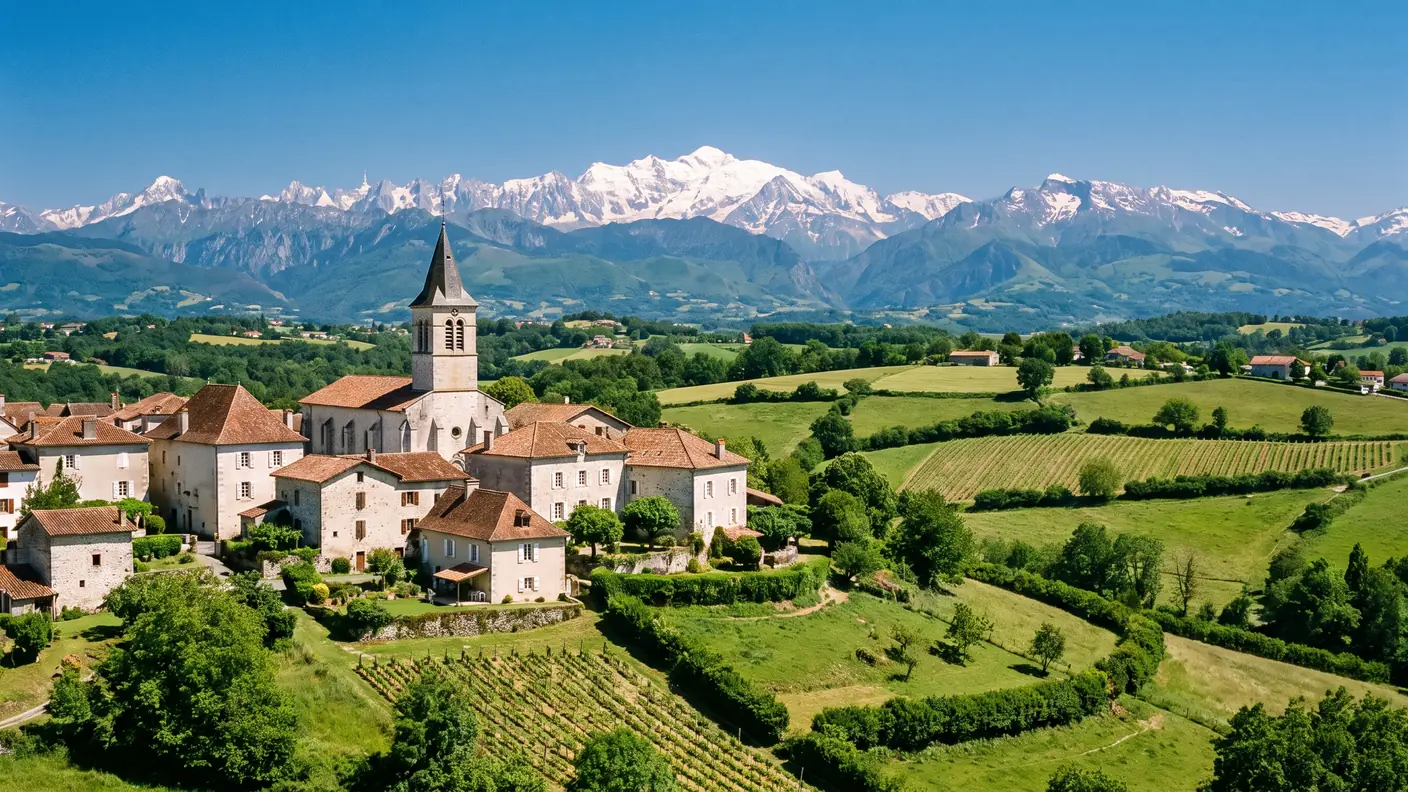 Le village de Lasseube et le vignoble du Jurançon sur le piémont béarnais, étape à 22 min d'Oloron-Sainte-Marie