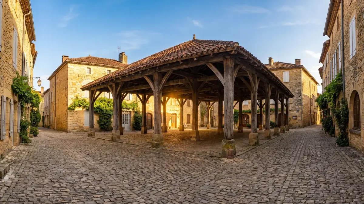 Nave de piedra y estructura de madera de Lévignac-de-Guyenne