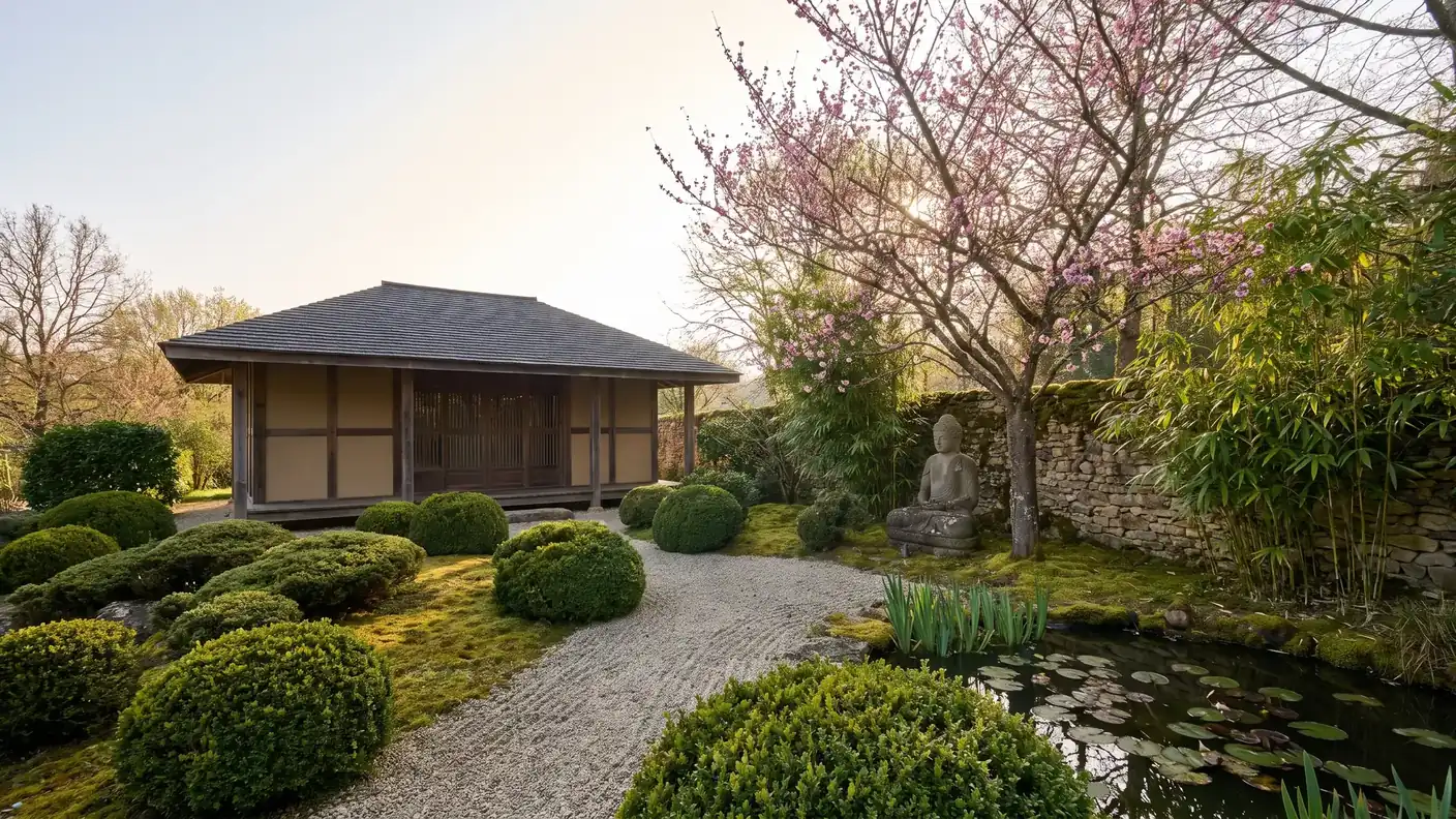 Jardín de meditación de la Aldea de los Ciruelos, cerca de Loubès-Bernac