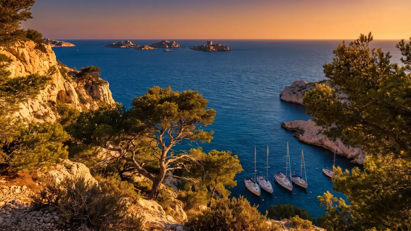 La cornisa y las islas frente a la costa de Marsella, escenario de una estancia a medida de varios días desde Burdeos