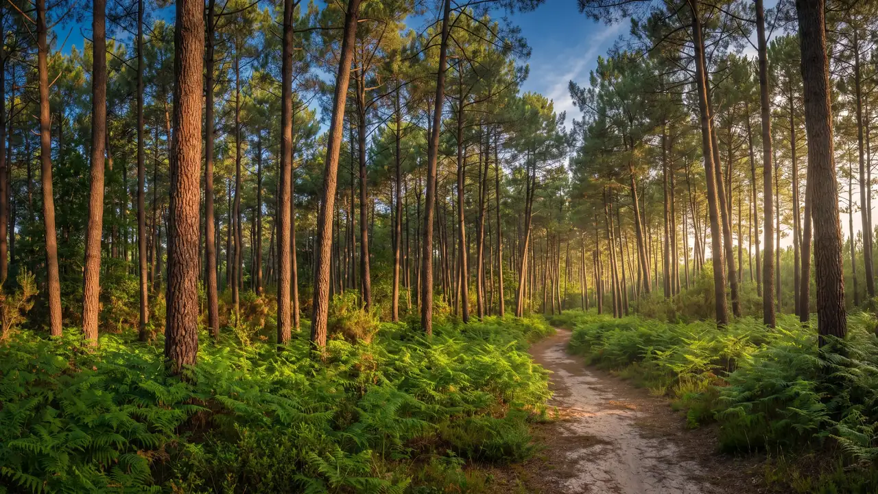 El bosque de las Landas en Moliets — destino del traslado privado Burdeos → Moliets-Plage