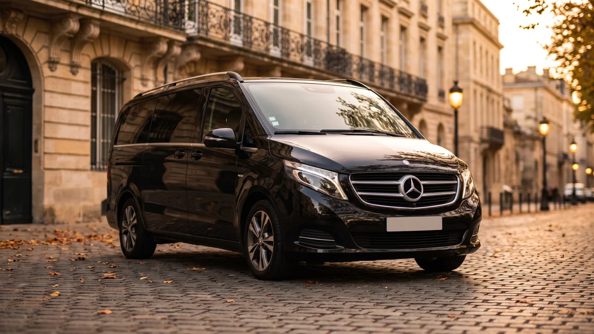 Compliant chauffeur-driven Van used for group transport in Bordeaux