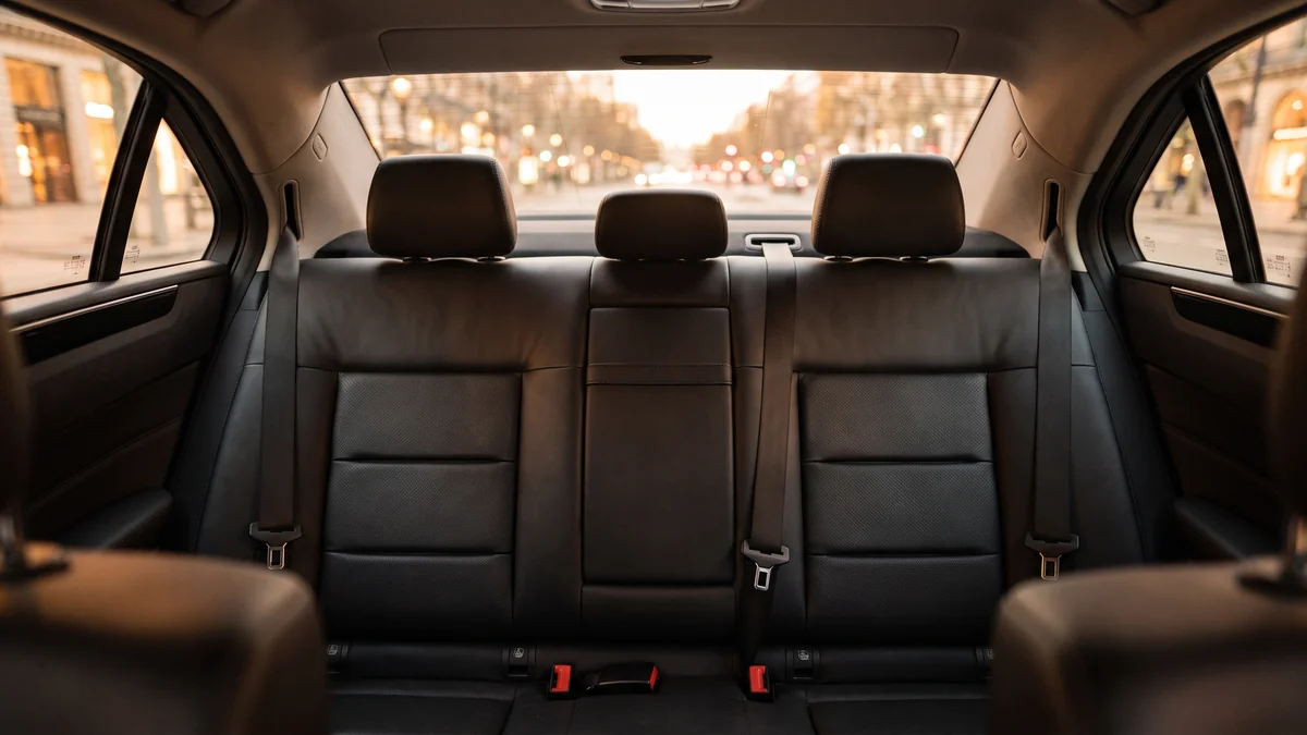 Inside a licensed and compliant chauffeured vehicle insured for passenger transport in Bordeaux