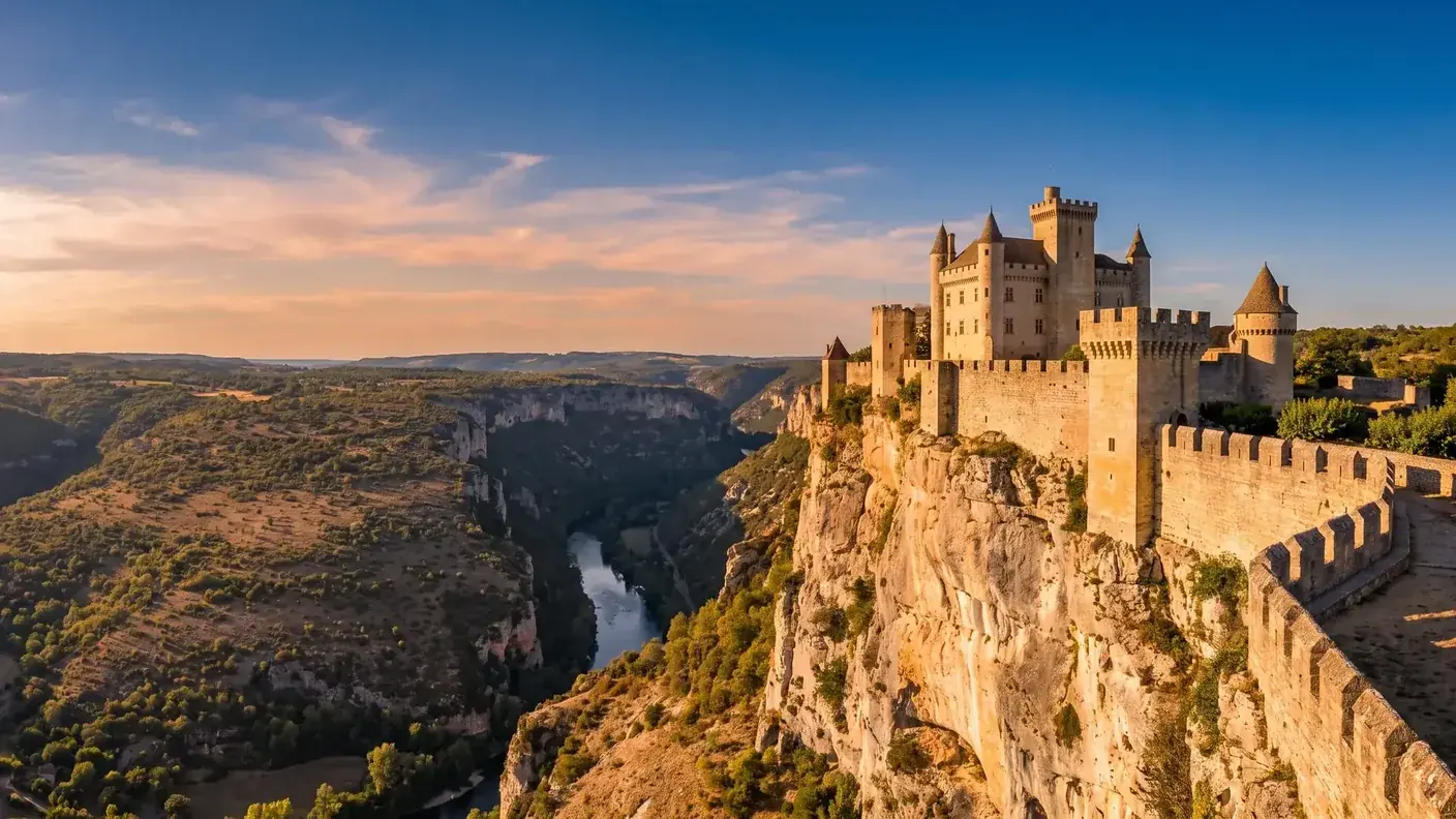 Castillo y murallas en lo alto del acantilado de Rocamadour