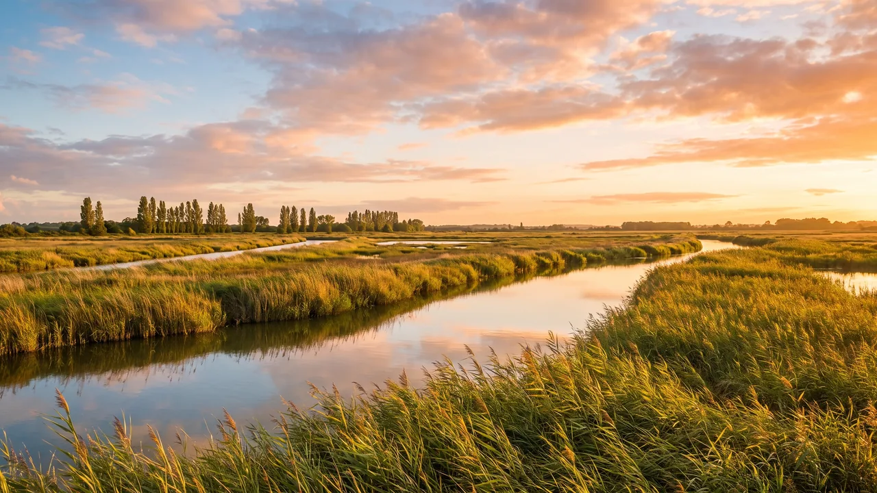 Las marismas y el río Charente en los alrededores de Rochefort, Charente-Maritime — destino del traslado privado Burdeos → Rochefort