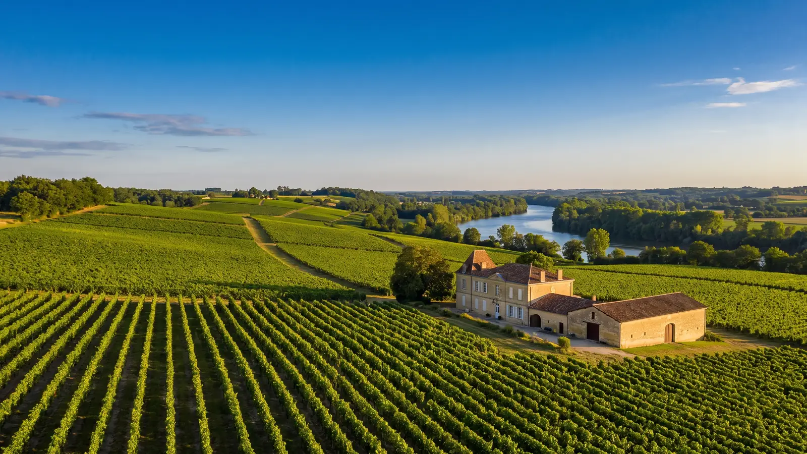 Viñedos del Libournais en las laderas de Saint-Denis-de-Pile
