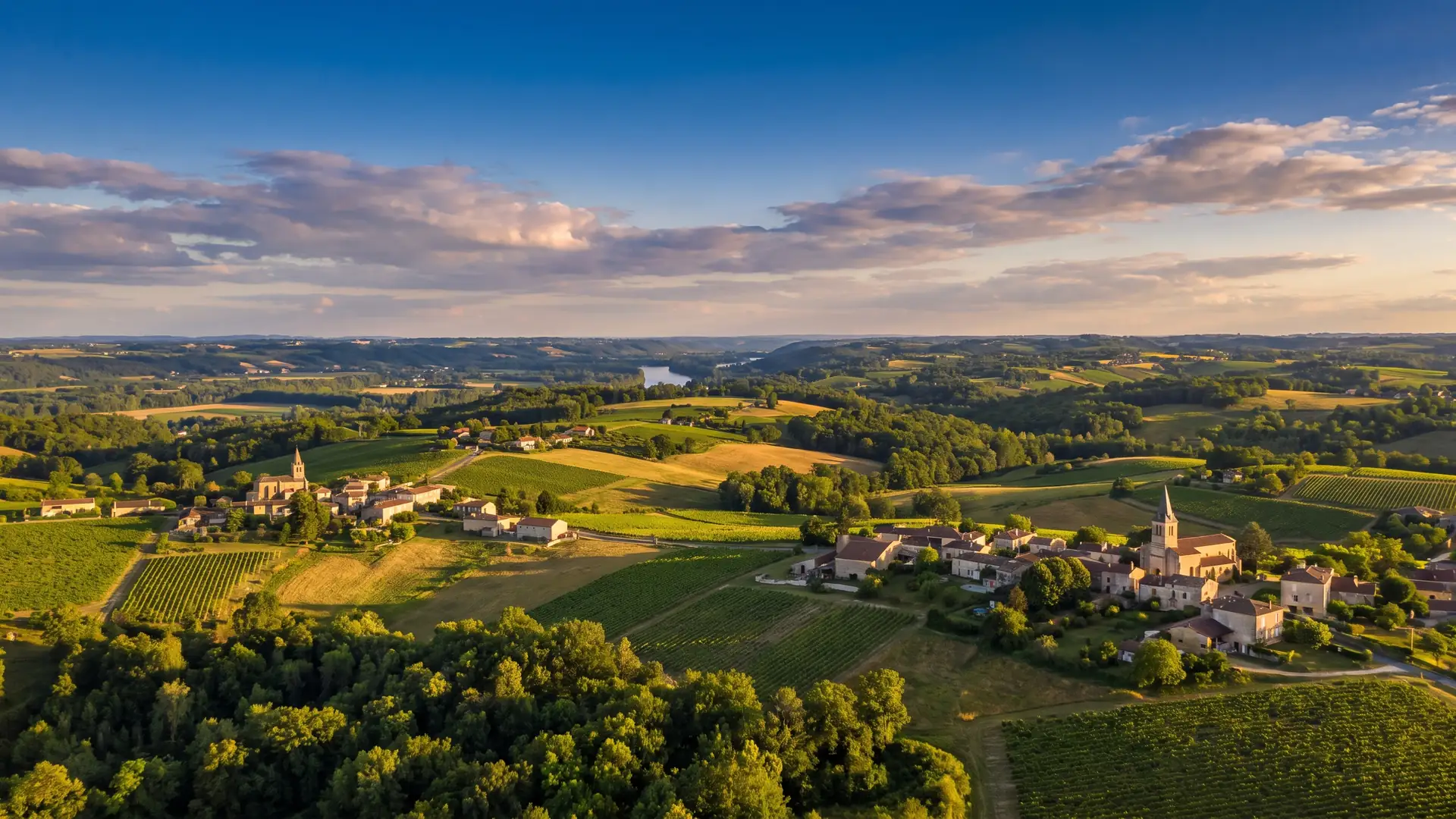 Panorama de las laderas vitícolas cerca de Sainte-Radegonde, destino del traslado privado desde Burdeos