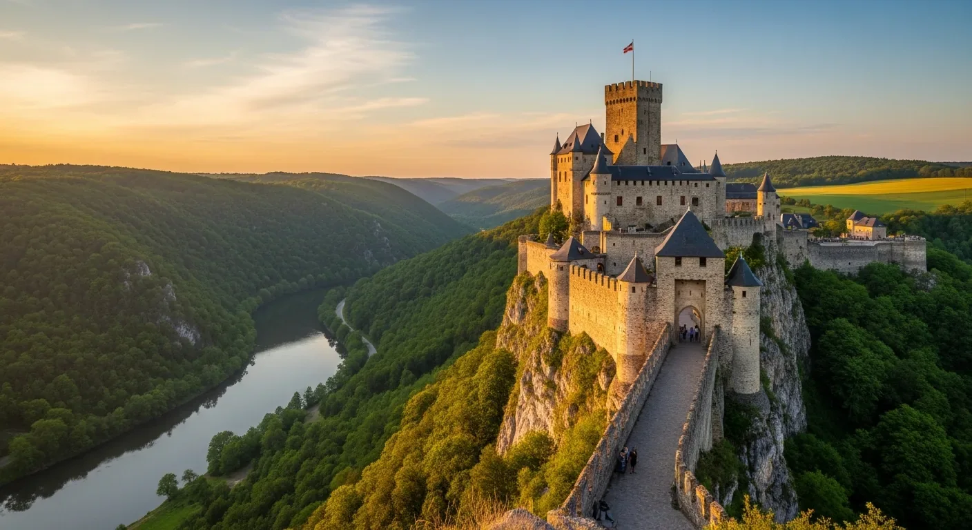 Castillo de Beynac, encaramado en su acantilado con vistas al valle del Dordoña, a 12 km de Sarlat