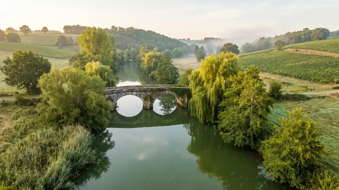 Ilustración del río Dropt en la campaña de Serres-et-Montguyard