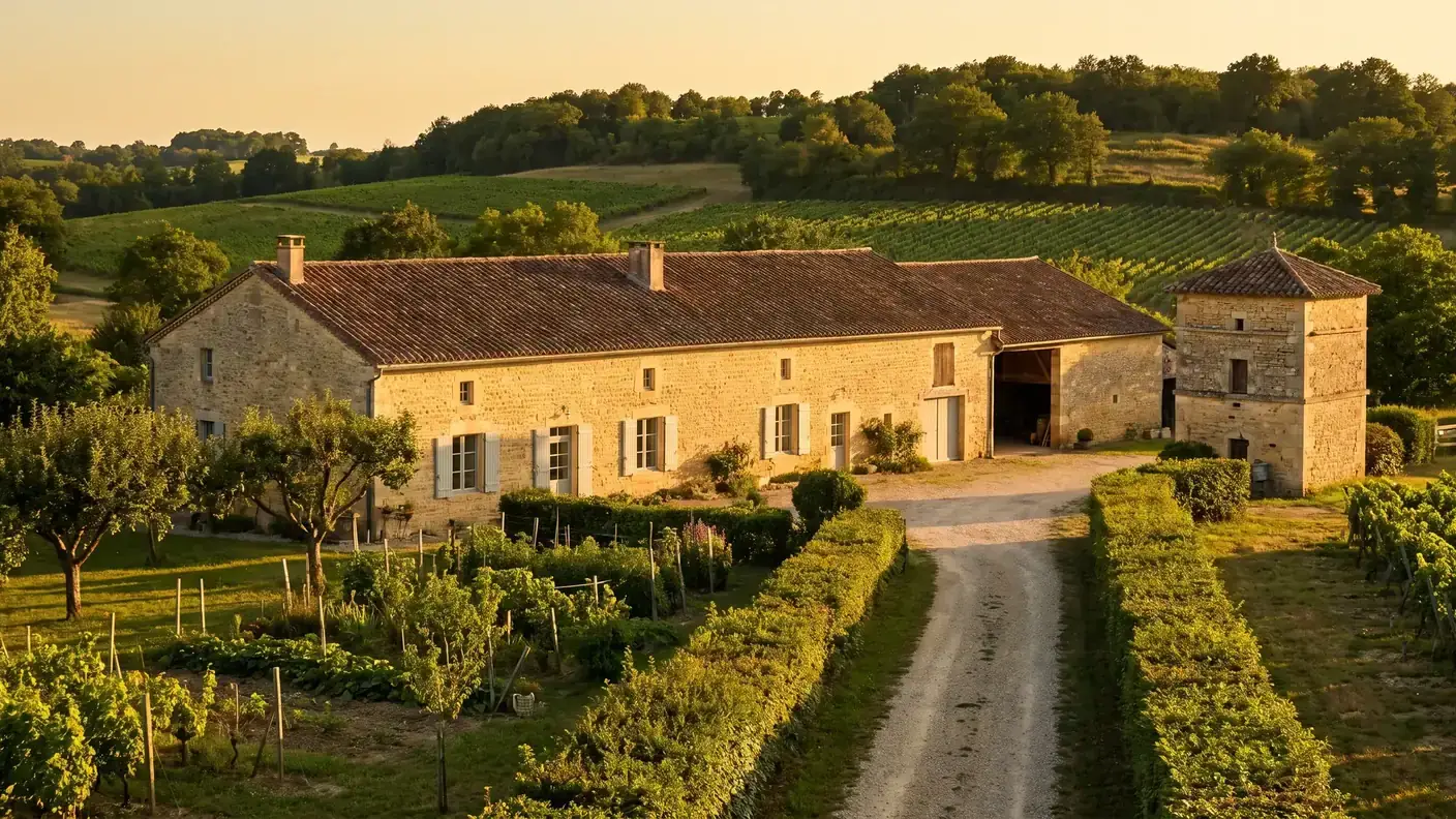 Granja y palomar de la región de Bergerac, cerca de Serres-et-Montguyard