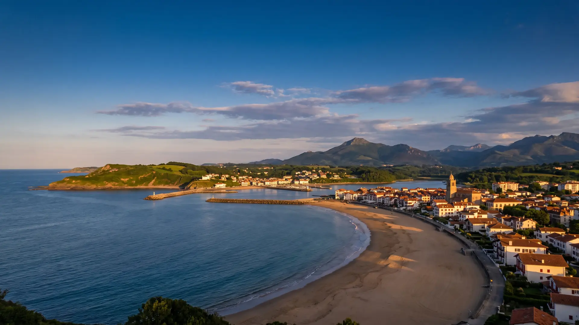 Vista panorámica de Saint-Jean-de-Luz, Ciboure, la bahía y la Rhune