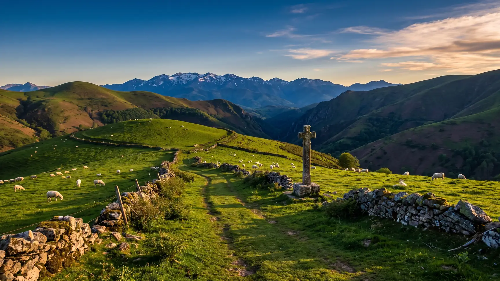 Camino de Santiago en los Pirineos, por encima de Saint-Jean-Pied-de-Port