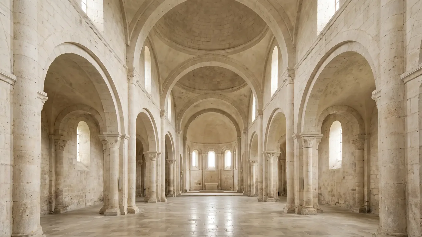 Hileras de cúpulas en la nave de la abadía de Souillac