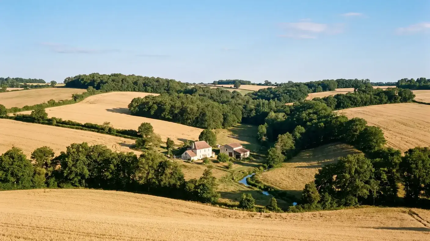 Colinas agrícolas de la región de Ribérac, en los alrededores de Verteillac