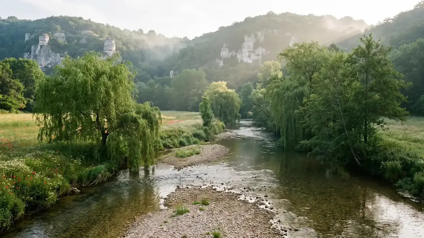 La Belle en Vieux-Mareuil, sauces y afloramientos calcáreos