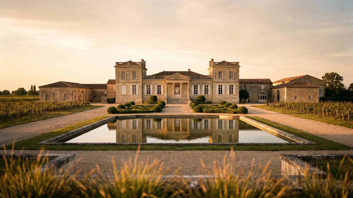 A Médoc Grand Cru Classé wine estate with an elegant façade near Bordeaux